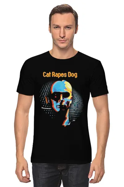 Заказать мужскую футболку в Москве. Футболка классическая Cat Rapes Dog ‎\ Moosewear от OEX design - готовые дизайны и нанесение принтов.