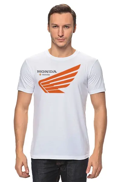 Заказать мужскую футболку в Москве. Футболка классическая Honda repsol от thinkingaboutbmw@mail.ru - готовые дизайны и нанесение принтов.