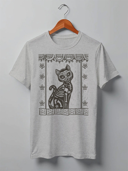 Заказать мужскую футболку в Москве. Футболка классическая Кошка от oneredfoxstore@gmail.com - готовые дизайны и нанесение принтов.
