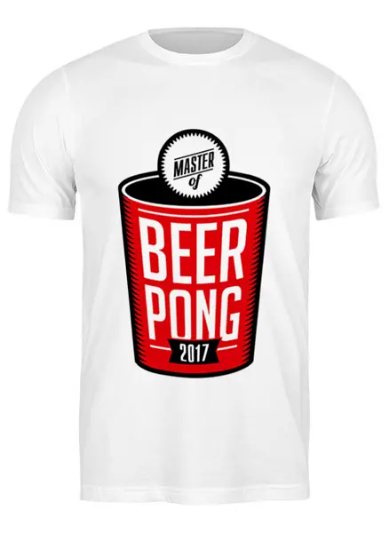 Заказать мужскую футболку в Москве. Футболка классическая BEER PONG MASTER 2017 от Антон Кудрявцев - готовые дизайны и нанесение принтов.