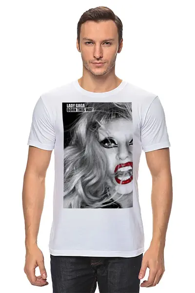 Заказать мужскую футболку в Москве. Футболка классическая Lady Gaga от Vladec11 - готовые дизайны и нанесение принтов.