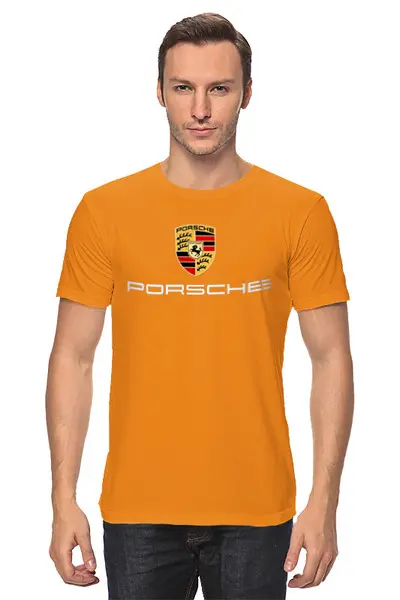 Заказать мужскую футболку в Москве. Футболка классическая PORSCHE от balden - готовые дизайны и нанесение принтов.