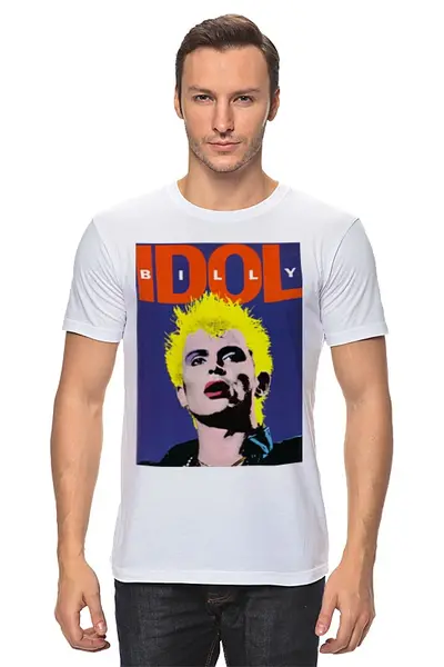 Заказать мужскую футболку в Москве. Футболка классическая Billy Idol от Fedor - готовые дизайны и нанесение принтов.