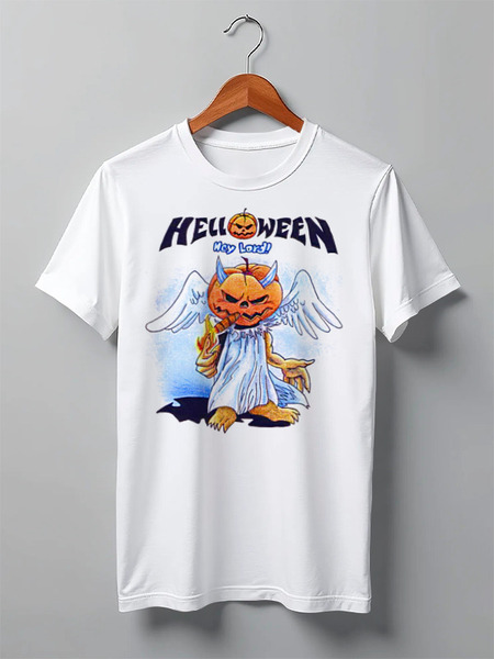 Заказать мужскую футболку в Москве. Футболка классическая Helloween ( rock band ) от Leichenwagen - готовые дизайны и нанесение принтов.