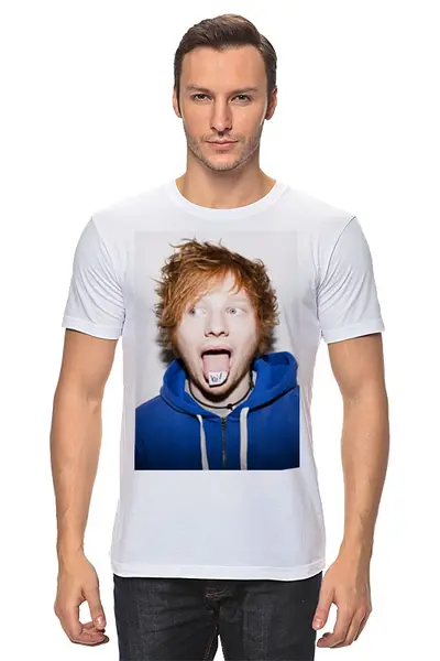Заказать мужскую футболку в Москве. Футболка классическая Ed Sheeran от Vladec11 - готовые дизайны и нанесение принтов.