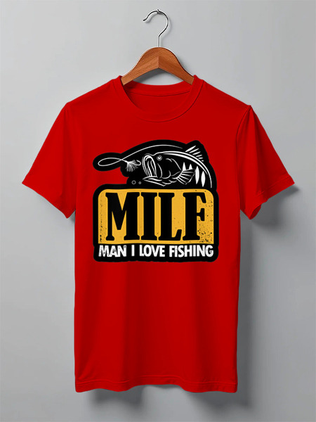 Заказать мужскую футболку в Москве. Футболка классическая MILF Man I Love Fishing от Alexander VR - готовые дизайны и нанесение принтов.