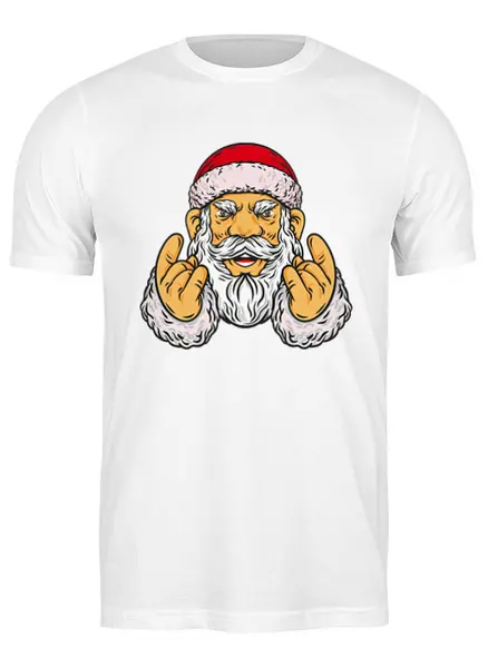 Заказать мужскую футболку в Москве. Футболка классическая Санта хулиган от T-shirt print  - готовые дизайны и нанесение принтов.