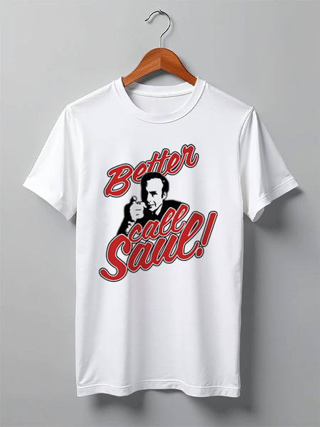 Заказать мужскую футболку в Москве. Футболка классическая Better Call Saul от gopotol - готовые дизайны и нанесение принтов.