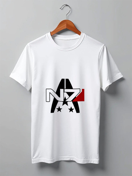 Заказать мужскую футболку в Москве. Футболка классическая Mass Effect N7 от BURNSHIRTS - готовые дизайны и нанесение принтов.