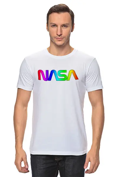 Заказать мужскую футболку в Москве. Футболка классическая National Aeronautics and Space Administration от balden - готовые дизайны и нанесение принтов.