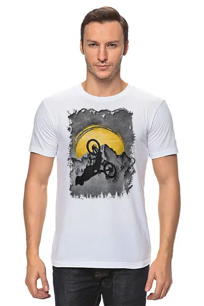 Заказать мужскую футболку в Москве. Футболка классическая Rider MTB от oneredfoxstore@gmail.com - готовые дизайны и нанесение принтов.