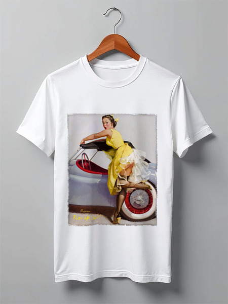 Заказать мужскую футболку в Москве. Футболка классическая Pin-up girl от lissa - готовые дизайны и нанесение принтов.