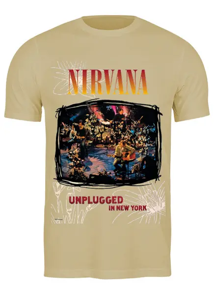 Заказать мужскую футболку в Москве. Футболка классическая Nirvana Unplagged album t-shirt от rancid - готовые дизайны и нанесение принтов.