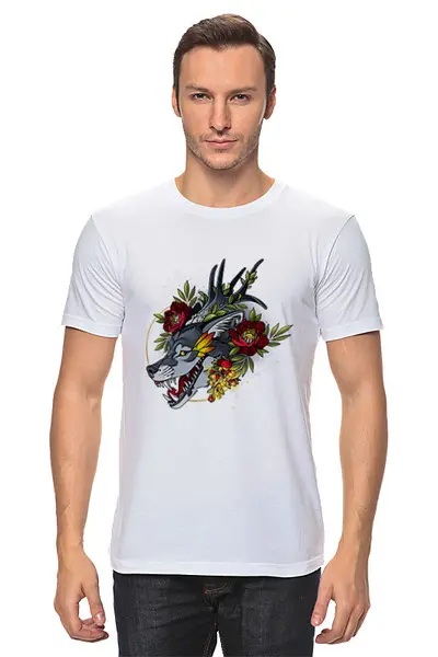 Заказать мужскую футболку в Москве. Футболка классическая Smiling Wolf от Анастасия Авина - готовые дизайны и нанесение принтов.