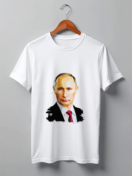 Заказать мужскую футболку в Москве. Футболка классическая Владимир Путин от printik - готовые дизайны и нанесение принтов.
