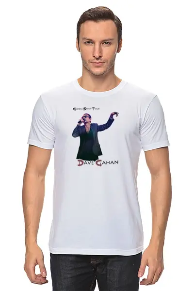 Заказать мужскую футболку в Москве. Футболка классическая Depeche Mode Spirit Tour от Black Pimpf - готовые дизайны и нанесение принтов.