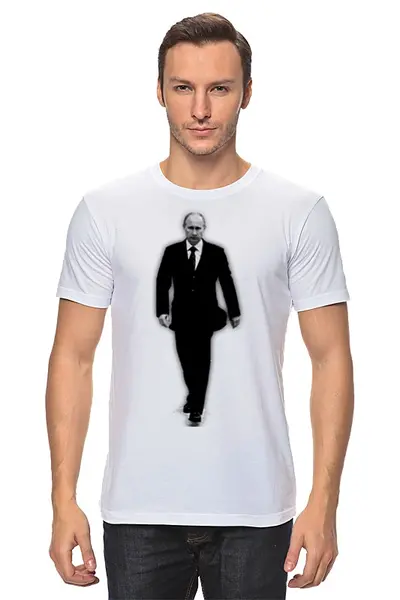 Заказать мужскую футболку в Москве. Футболка классическая Футболка с Путиным. от qlllp.ru - готовые дизайны и нанесение принтов.