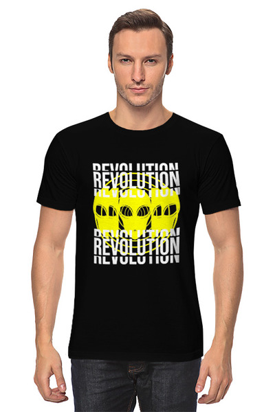 Заказать мужскую футболку в Москве. Футболка классическая "REVOLUTION" от cooldesign  - готовые дизайны и нанесение принтов.