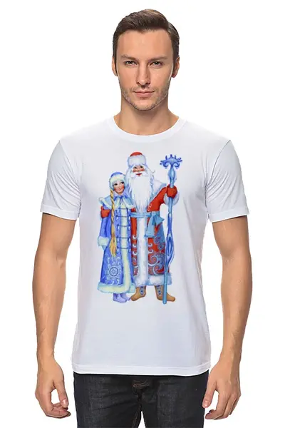Заказать мужскую футболку в Москве. Футболка классическая новый год от queen  - готовые дизайны и нанесение принтов.