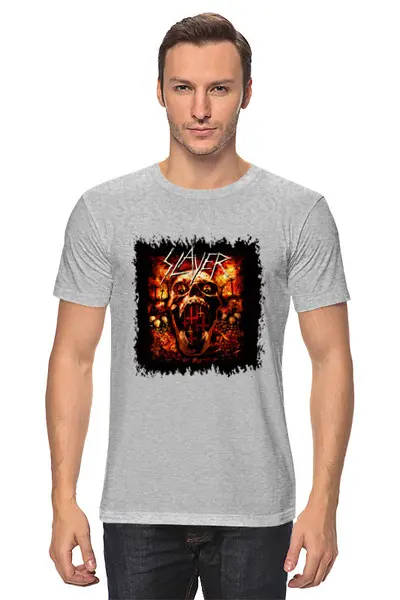 Заказать мужскую футболку в Москве. Футболка классическая Slayer от Leichenwagen - готовые дизайны и нанесение принтов.