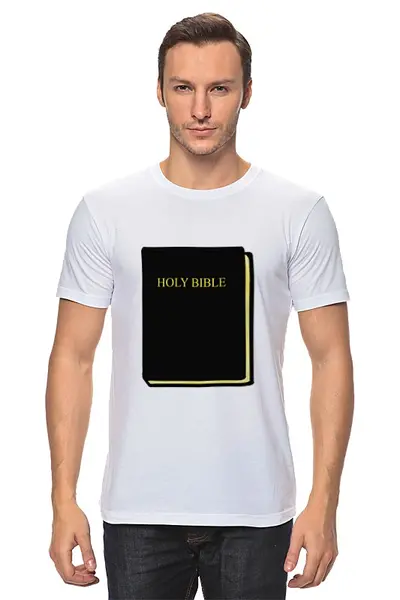 Заказать мужскую футболку в Москве. Футболка классическая Holy Bible от YellowCloverShop - готовые дизайны и нанесение принтов.