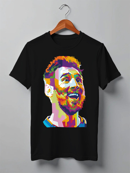 Заказать мужскую футболку в Москве. Футболка классическая Smiling Messi от skynatural - готовые дизайны и нанесение принтов.