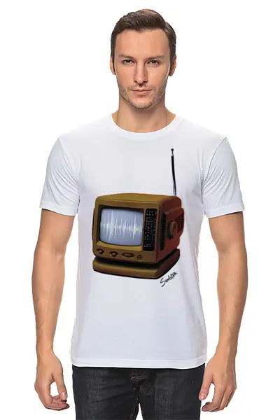 Заказать мужскую футболку в Москве. Футболка классическая Retro TV от sandster - готовые дизайны и нанесение принтов.