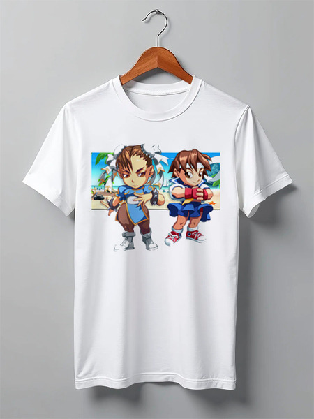 Заказать мужскую футболку в Москве. Футболка классическая Street Fighter #mini Chuni & Sakura от StreetMag - готовые дизайны и нанесение принтов.