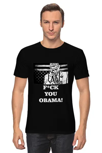 Заказать мужскую футболку в Москве. Футболка классическая F*CK YOU OBAMA! от Denis Galperin - готовые дизайны и нанесение принтов.
