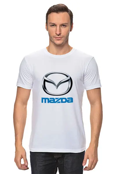 Заказать мужскую футболку в Москве. Футболка классическая MAZDA от DESIGNER   - готовые дизайны и нанесение принтов.