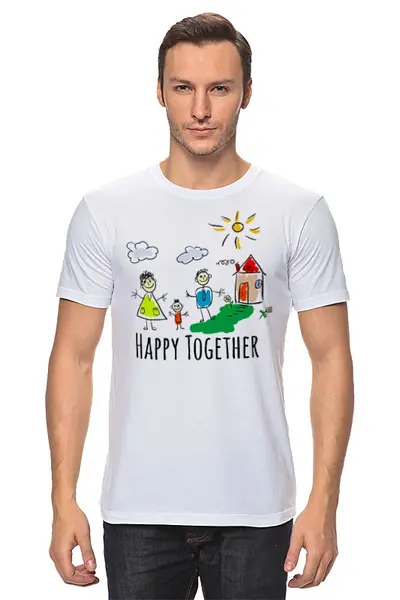 Заказать мужскую футболку в Москве. Футболка классическая Happy Together  от Just kidding - готовые дизайны и нанесение принтов.