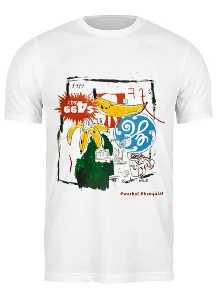 Заказать мужскую футболку в Москве. Футболка классическая Warhol - Basquiat от Михаил Авилкин - готовые дизайны и нанесение принтов.