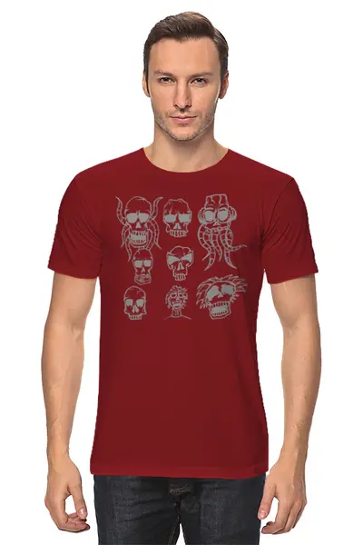 Заказать мужскую футболку в Москве. Футболка классическая Skulls от oneredfoxstore@gmail.com - готовые дизайны и нанесение принтов.