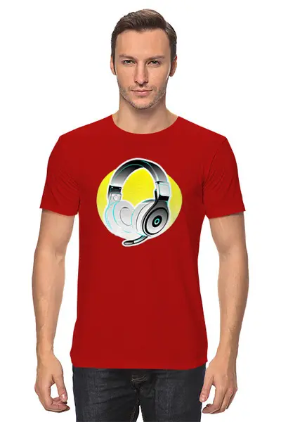 Заказать мужскую футболку в Москве. Футболка классическая Наушники от T-shirt print  - готовые дизайны и нанесение принтов.
