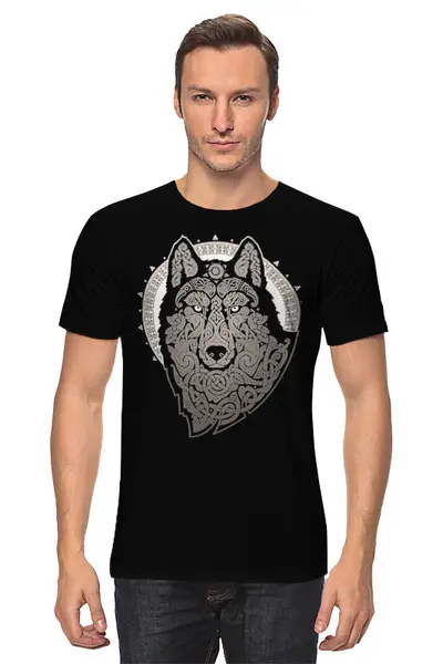 Заказать мужскую футболку в Москве. Футболка классическая NORTHERN WOLF от RAIDHO  - готовые дизайны и нанесение принтов.