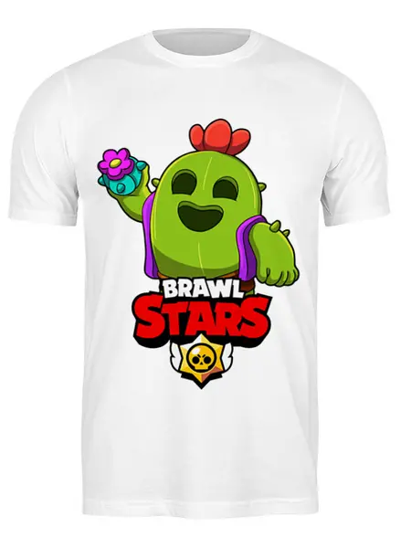 Заказать мужскую футболку в Москве. Футболка классическая BRAWL STARS SPIKE от geekbox - готовые дизайны и нанесение принтов.