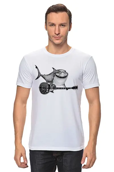 Заказать мужскую футболку в Москве. Футболка классическая Акулёныш-гитарёныш от Don Bu - готовые дизайны и нанесение принтов.