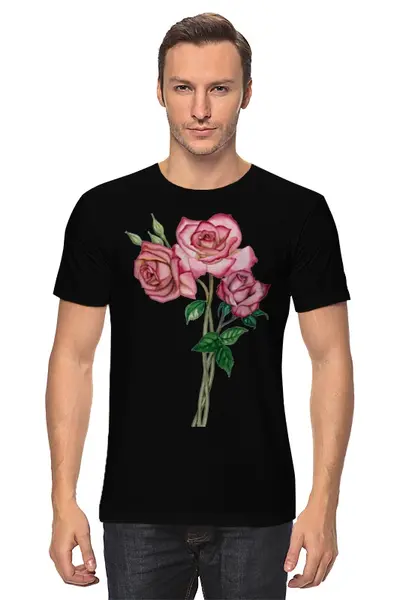 Заказать мужскую футболку в Москве. Футболка классическая розы от sleeping_ocean - готовые дизайны и нанесение принтов.