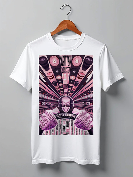 Заказать мужскую футболку в Москве. Футболка классическая Малыш на драйве / Baby Driver от kino.printio.ru - готовые дизайны и нанесение принтов.