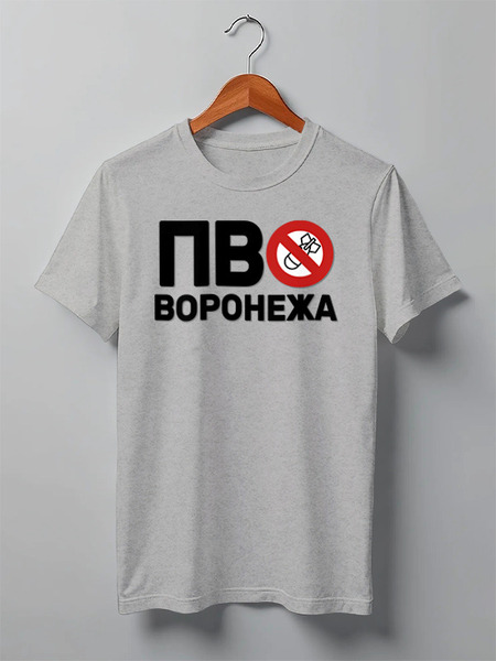 Заказать мужскую футболку в Москве. Футболка классическая ПВО Воронежа серая премиум от hlopetz+printio@gmail.com - готовые дизайны и нанесение принтов.
