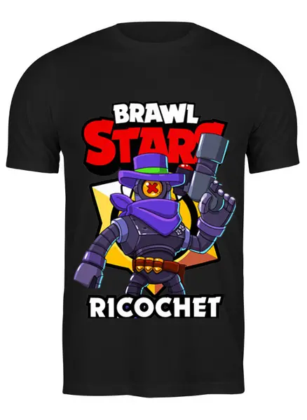 Заказать мужскую футболку в Москве. Футболка классическая BRAWL STARS RICOCHET от geekbox - готовые дизайны и нанесение принтов.