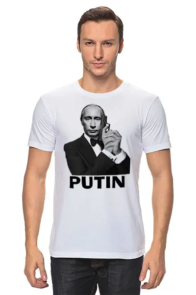 Заказать мужскую футболку в Москве. Футболка классическая Путин  от Savara - готовые дизайны и нанесение принтов.