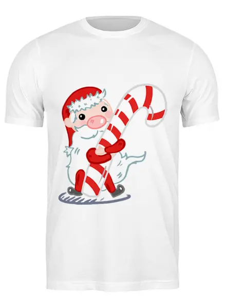 Заказать мужскую футболку в Москве. Футболка классическая Дед Мороз с леденцом  от Romanova - готовые дизайны и нанесение принтов.
