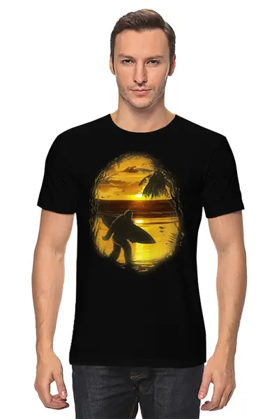 Заказать мужскую футболку в Москве. Футболка классическая Йети на пляже от printik - готовые дизайны и нанесение принтов.