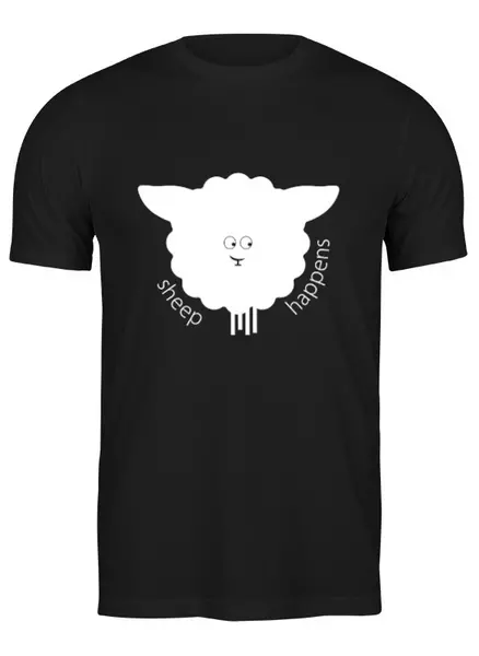 Заказать мужскую футболку в Москве. Футболка классическая Round Sheep Black от Ugen - готовые дизайны и нанесение принтов.