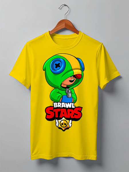 Заказать мужскую футболку в Москве. Футболка классическая BRAWL STARS LEON от geekbox - готовые дизайны и нанесение принтов.
