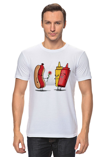 Заказать мужскую футболку в Москве. Футболка классическая Hot Dog Valentine от Александр Серебренников - готовые дизайны и нанесение принтов.