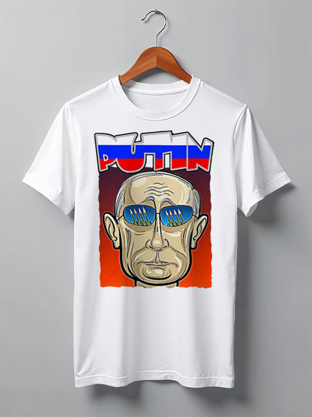 Заказать мужскую футболку в Москве. Футболка классическая Putin от Leichenwagen - готовые дизайны и нанесение принтов.