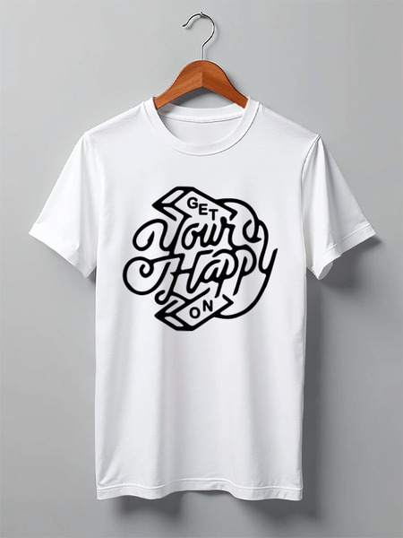 Заказать мужскую футболку в Москве. Футболка классическая Get your happy on от Kostya  - готовые дизайны и нанесение принтов.