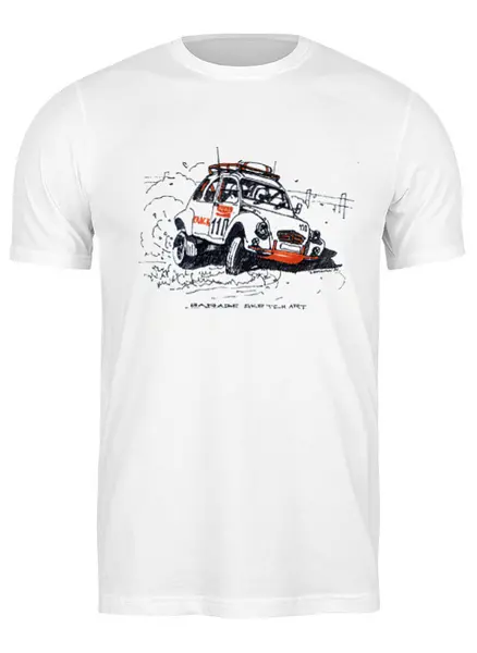 Заказать мужскую футболку в Москве. Футболка классическая Автомобиль Citroen 2cv Rally от miks - готовые дизайны и нанесение принтов.